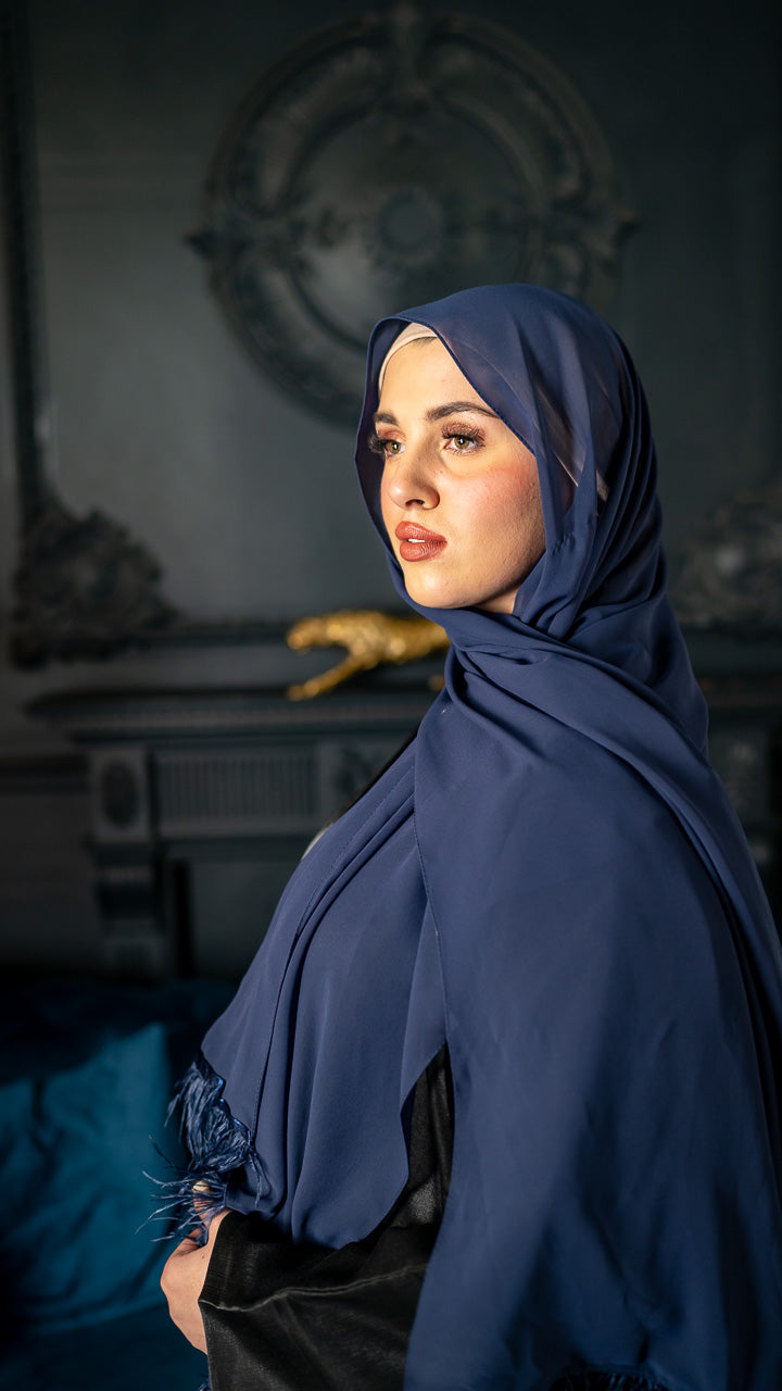 London - Navy Blue Feathered